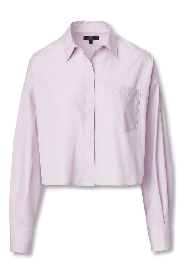 Marin Crop Cotton Button-Up Shirt, Alternate, color, LAVENDER