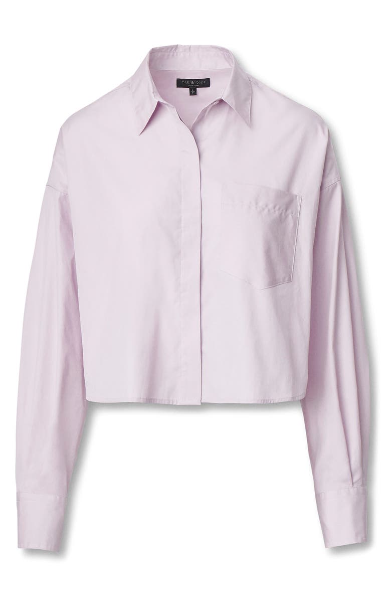 rag & bone Marin Crop Cotton Button-Up Shirt, Alternate, color, Lavender