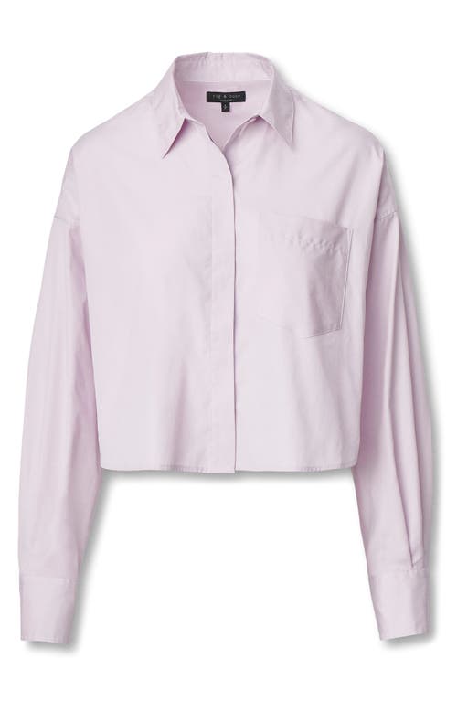 Rag & Bone Marin Crop Cotton Button-up Shirt In Pink