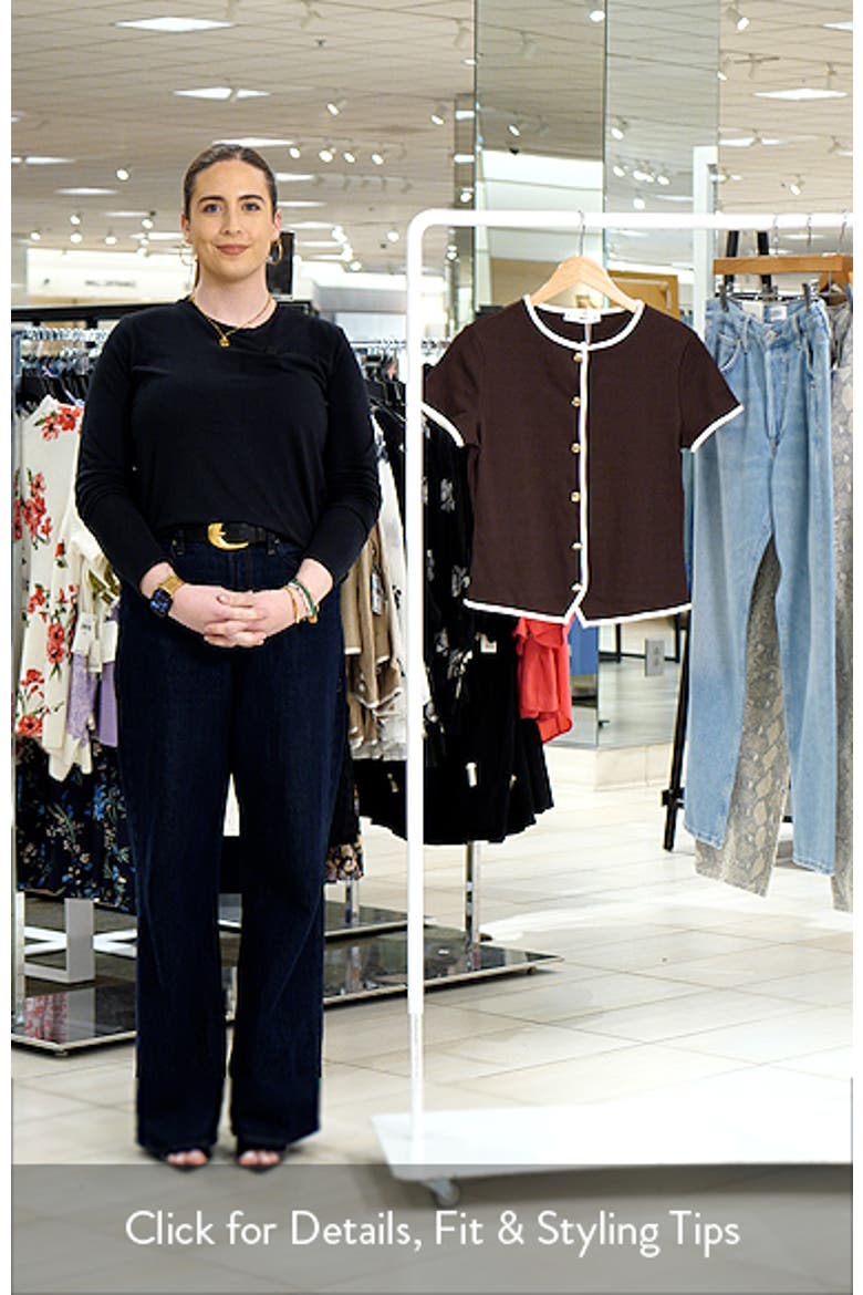 Piped Trim Cotton Button-Up Top video