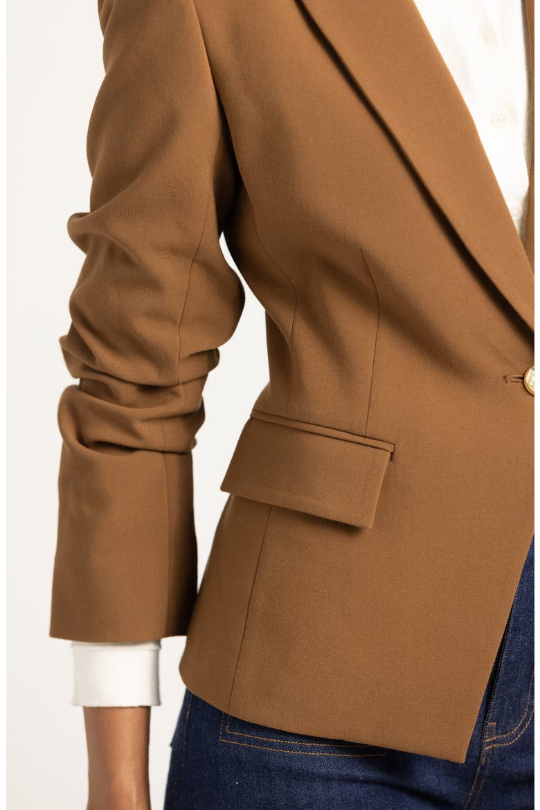 Ralph Ruched Sleeve Jacket, Alternate, color, DARK MOCHA
