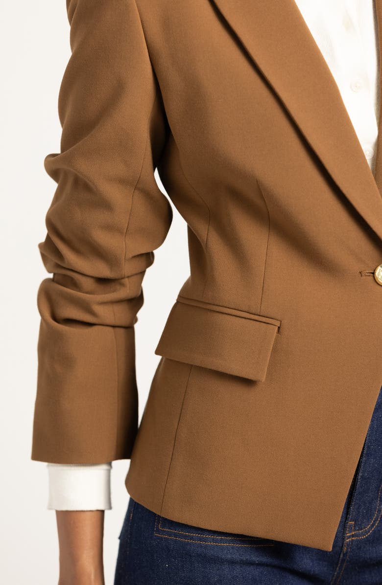 Derek Lam 10 Crosby Ralph Ruched Sleeve Jacket, Alternate, color, Dark Mocha