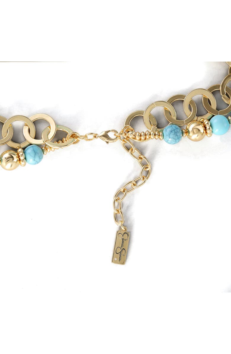 Jessica Simpson Women's Layered Necklace with Turquoise Beads, Alternate, color, Gold, Turquoise