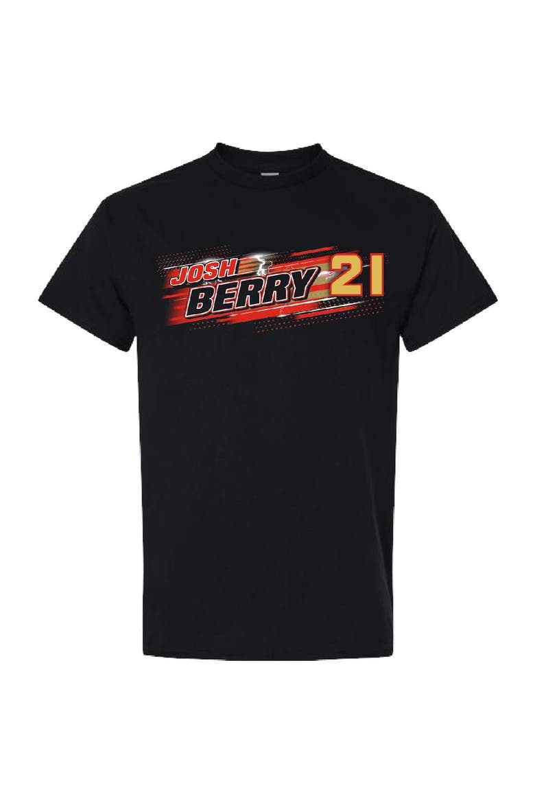 Men's Checkered Flag Sports Black Josh Berry Name & Number T-Shirt, Alternate, color, Black