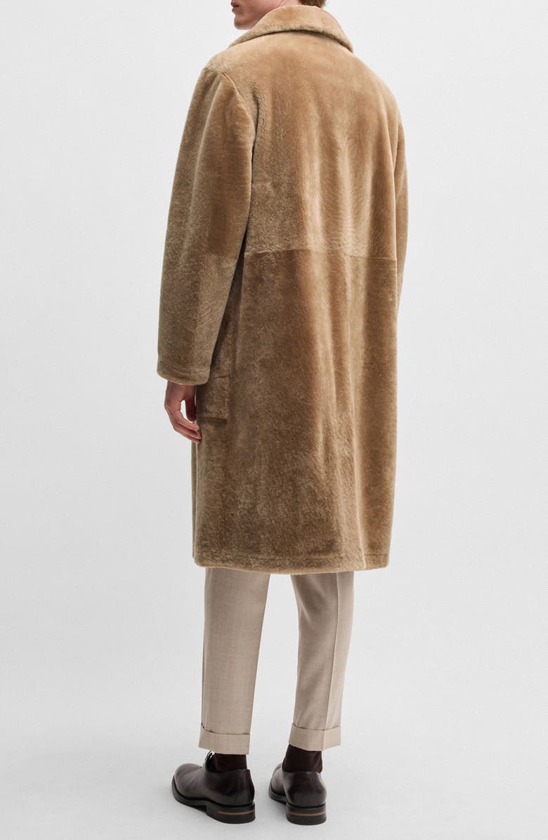 BOSS Camel L-Moad Genuine Shearling Coat, Alternate, color, 