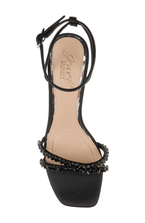 Jewel Badgley Mischka Marley Ankle Strap Sandal In Black Satin