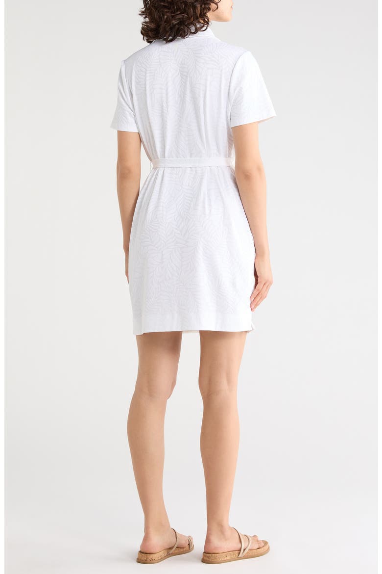Aubrey Leaves Jacquard Polo Shirtdress, Alternate, color, WHITE