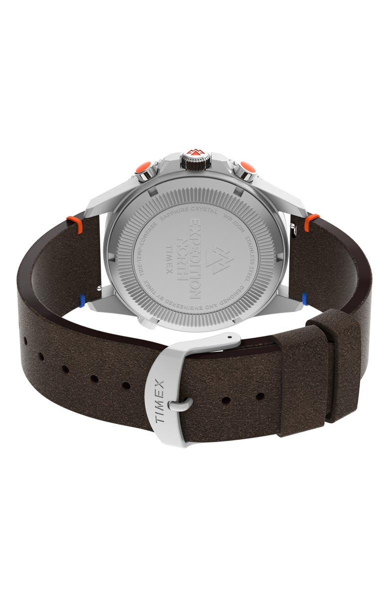 Timex<sup>®</sup> Expedition North<sup>®</sup> Tide-Temp-Compass Leather Strap Watch, 43mm, Alternate, color, 