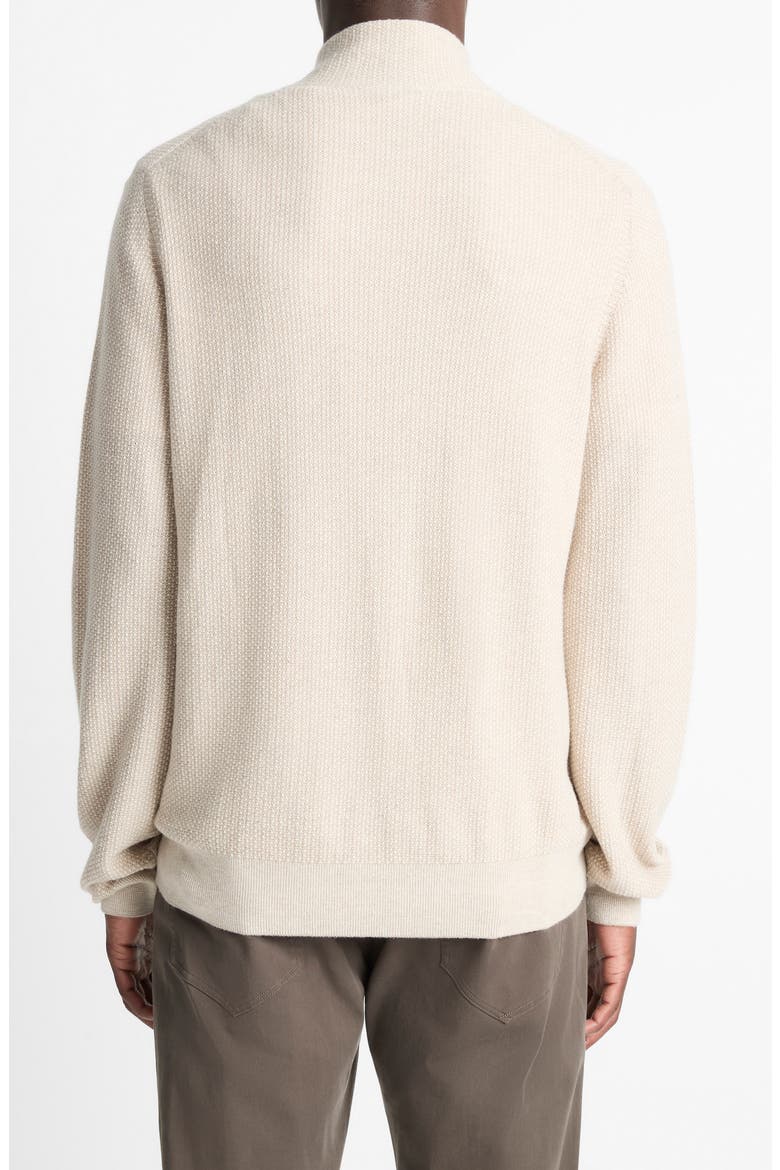 Geometric Jacquard Wool & Cashmere Quarter Zip Pullover, Alternate, color, BRITISH KHAKI/ CLASSIC