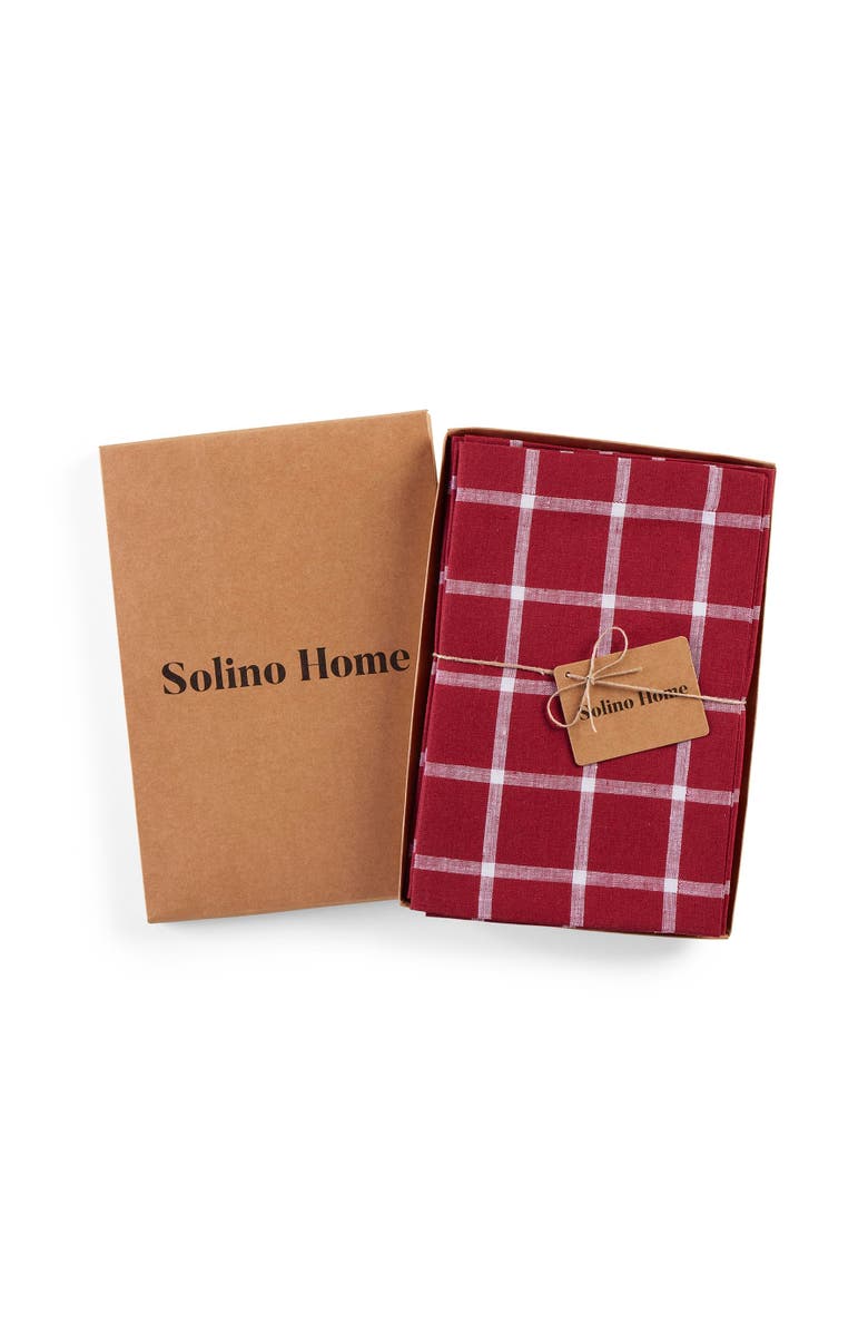 Solino Home Linen Dinner Napkins - Windowpane, 20" x 20" Inch, Alternate, color, Red