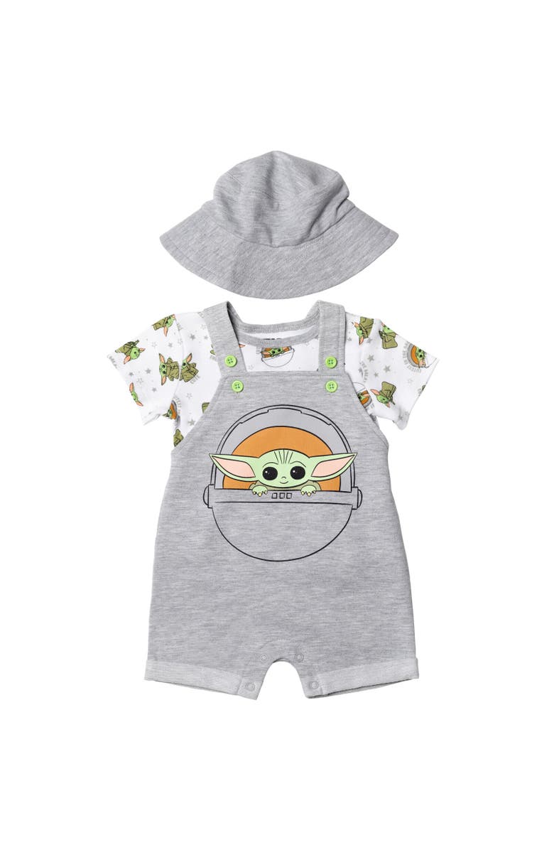 Star Wars Shortall T-Shirt & Hat Set, Alternate, color, Baby Yoda Gray Gray