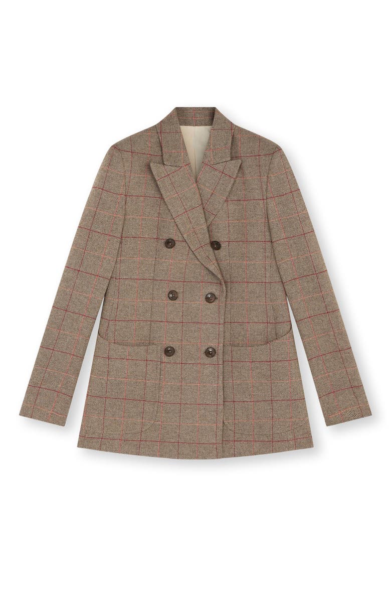 Fortela Classic Double-Breasted Plaid Jacket, Main, color, Grey