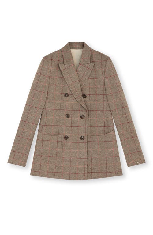 Fortela Classic Double-breasted Plaid Jacket In Gray