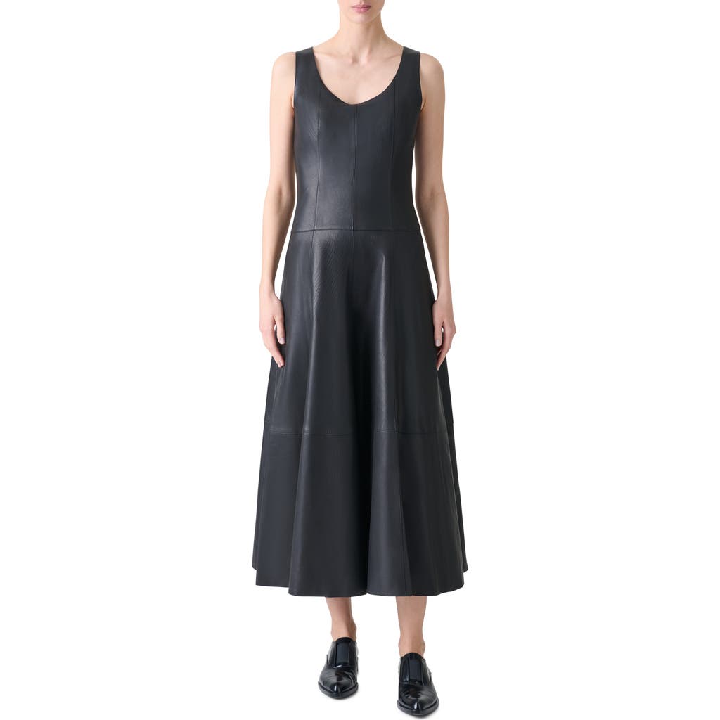 Akris Lambskin Leather Ballet Midi Dress
