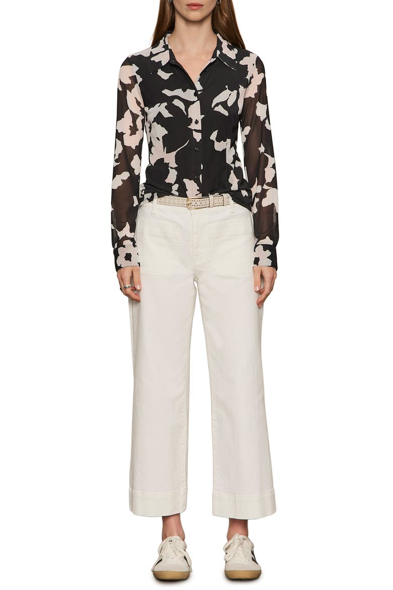 Mesh Button-Down Shirt, Alternate, color, PETAL WHIS