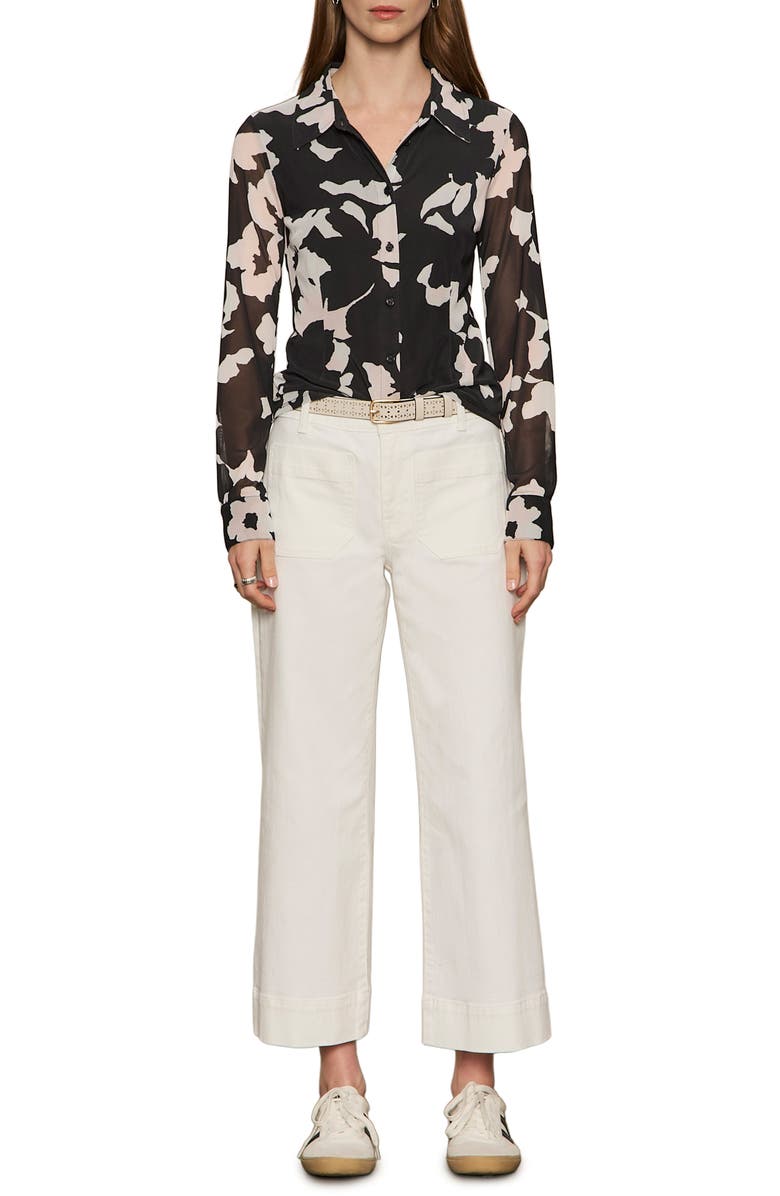 Sanctuary Mesh Button-Down Shirt, Alternate, color, Petal Whisper Black