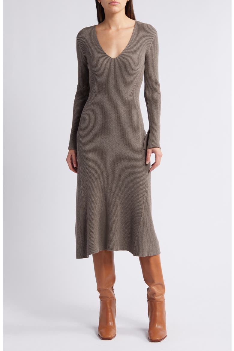 Arlette Long Sleeve Sweater Dress, Main, color, HAZELNUT