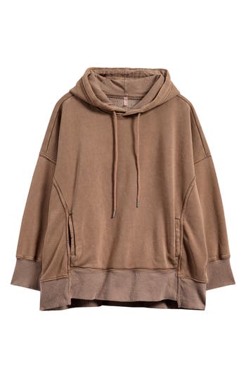 Free People Fp Movement Sprint To The Finish Oversize Cotton Blend Hoodie In Brown