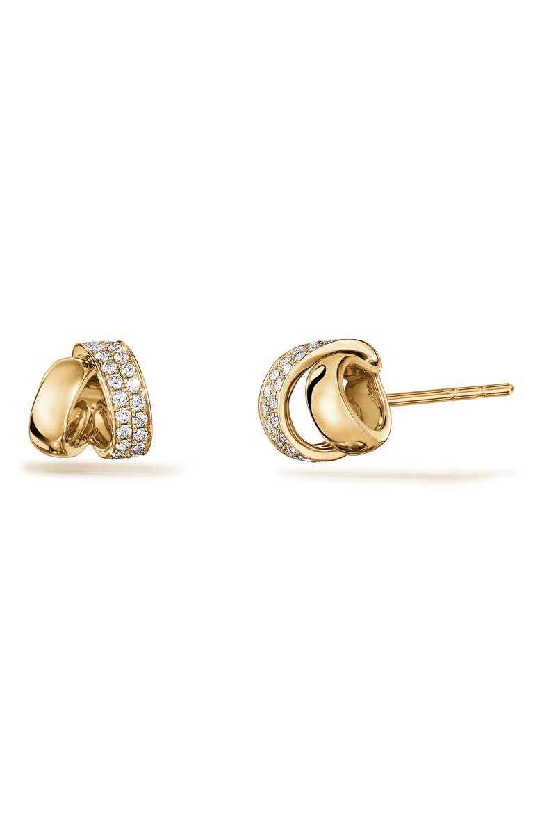 18k Gold Diamond Flip Stud Earrings, Main, color, 18K YELLOW GOLD/DIAMOND