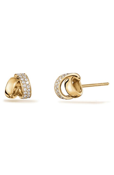 18k Gold Diamond Flip Stud Earrings