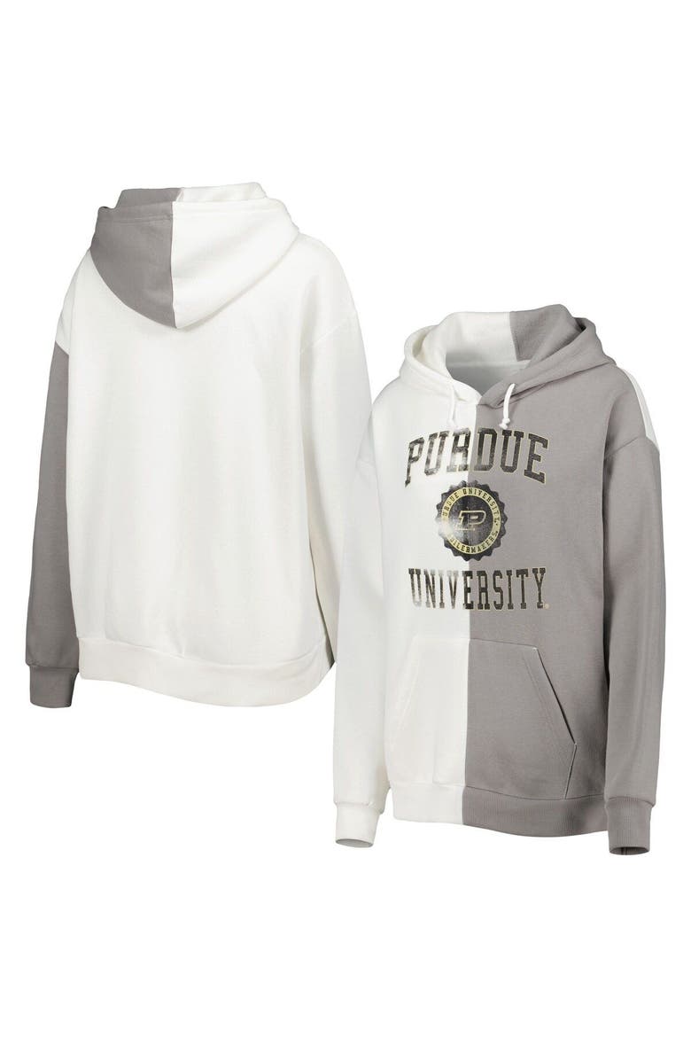 Women's Gameday Couture Gray/White Purdue Boilermakers Split Pullover Hoodie, Main, color, White