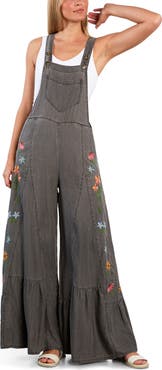 Billy T Embroidered Butterfly Overalls