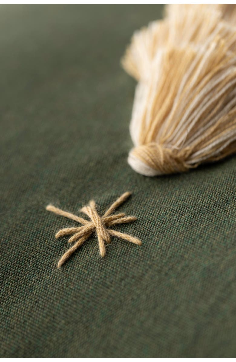 Elaine Smith Fraser Fir Handmade Applique Woven Accent Holiday Pillow, Alternate, color, Fern