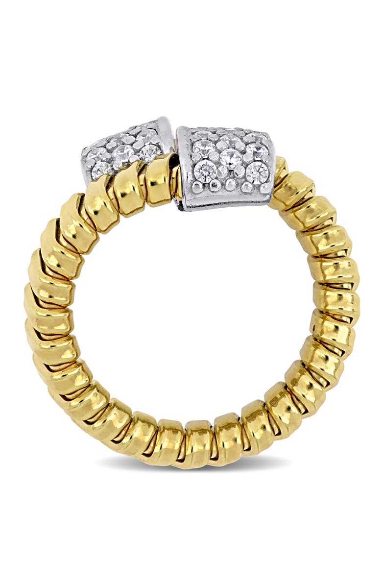 Julianna B. Cubic Zirconia Omega Wrap Ring Sterling Silver, Alternate, color, Yellow-Plated