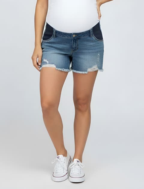 Under the Belly  Cut Off Denim Maternity Short