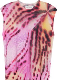Dries Van Noten Tamara Leopard Orchid Sleeveless Cotton Blend Sweater