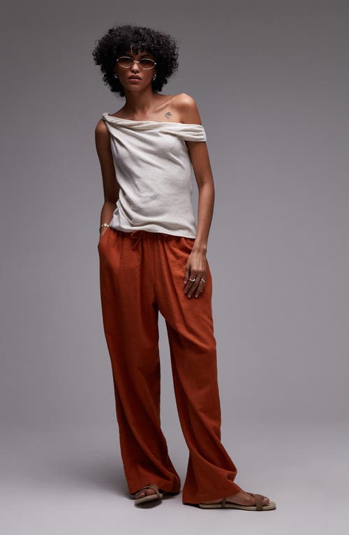 Topshop Twist Shoulder Asymmetric Woven Top In White