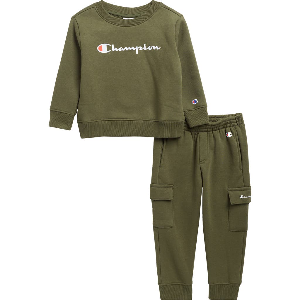 Champion Graphic Pullover & Cargo Joggers Set In Green