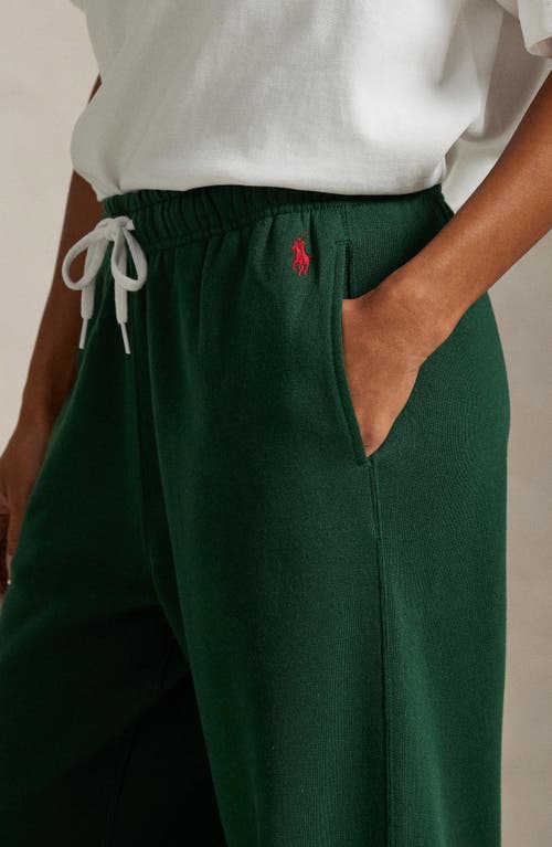 Polo Ralph Lauren Wide Leg Cotton Blend Fleece Sweatpants In Green