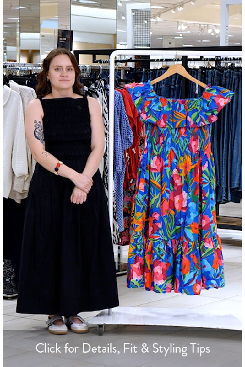 Naima Floral Off the Shoulder Smocked Midi Dress video