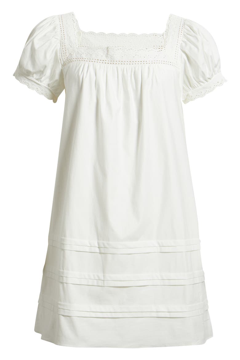 Joliette Eyelet Trim Puff Sleeve Minidress, Alternate, color, WHITE
