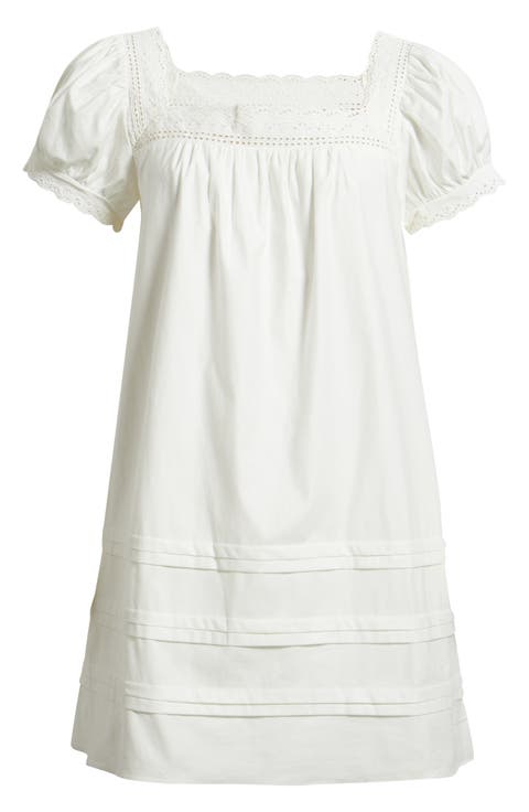 Joliette Eyelet Trim Puff Sleeve Minidress
