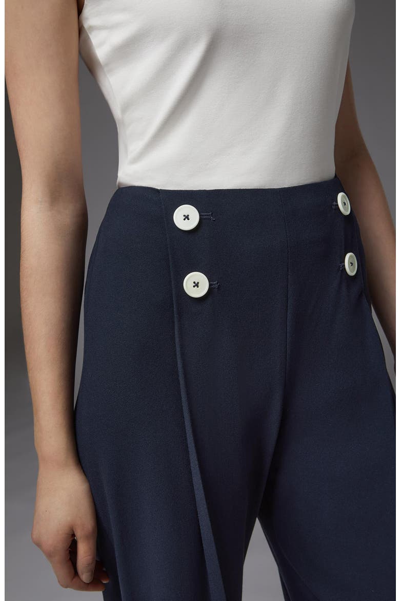 Parker Button Detail Crop Straight Leg Trousers, Alternate, color, MIDNIGHT