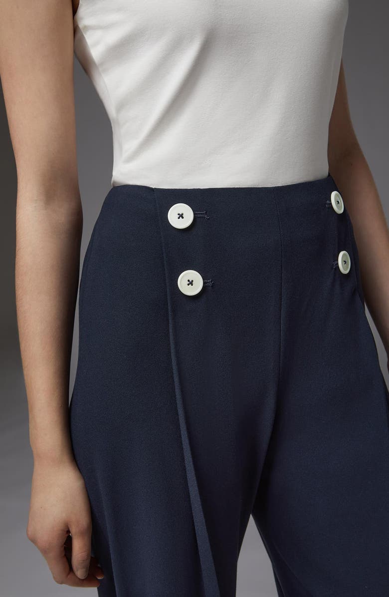 LK Bennett Parker Button Detail Crop Straight Leg Trousers, Alternate, color, Midnight