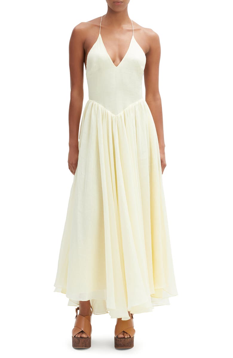 Bardot Arletha Halter Maxi Dress, Main, color, Canary Yellow