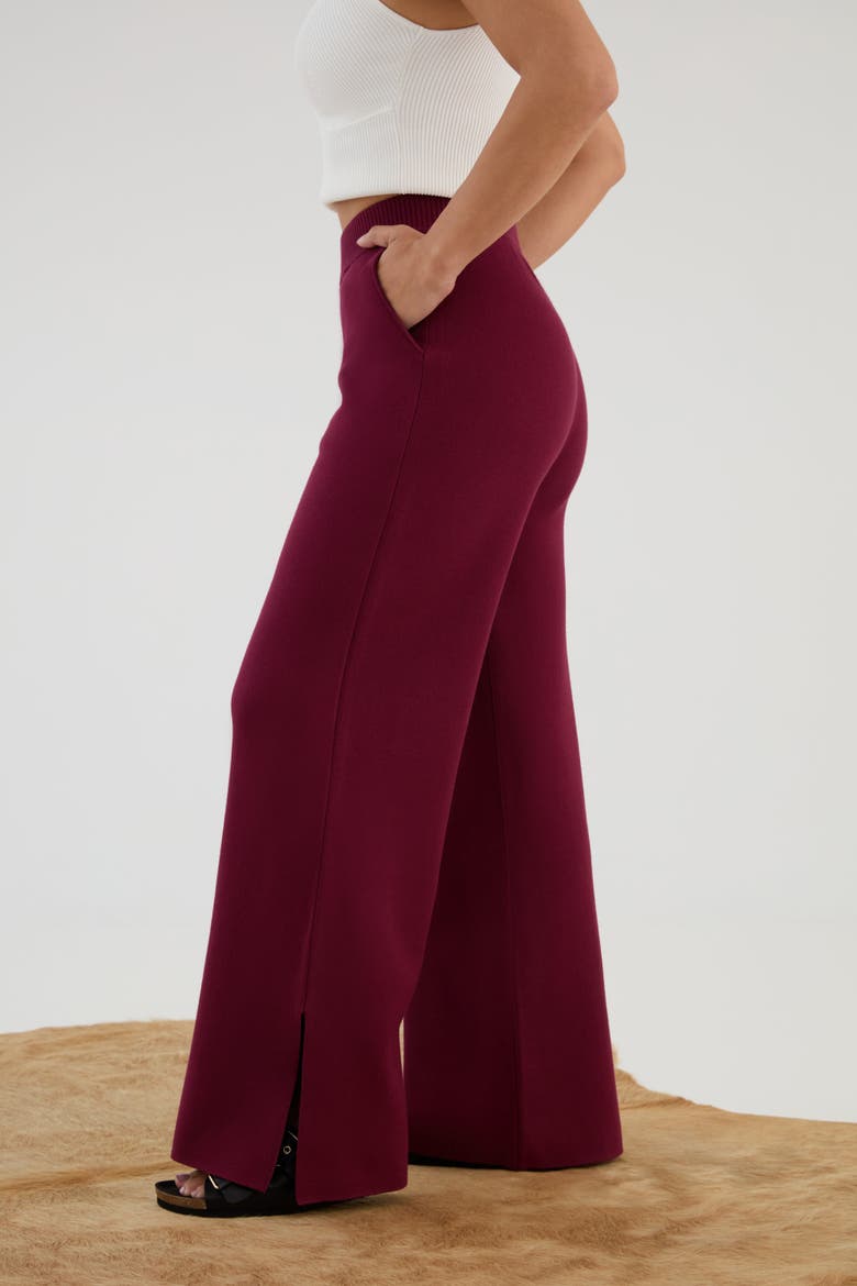 The Sweater Wide Leg Pant, Alternate, color, MERLOT