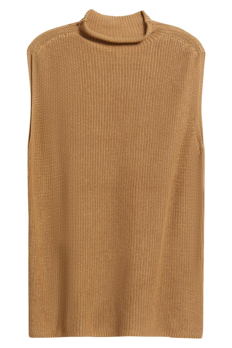 Mock Neck Sweater Vest, Alternate, color, GOLDEN CAMEL