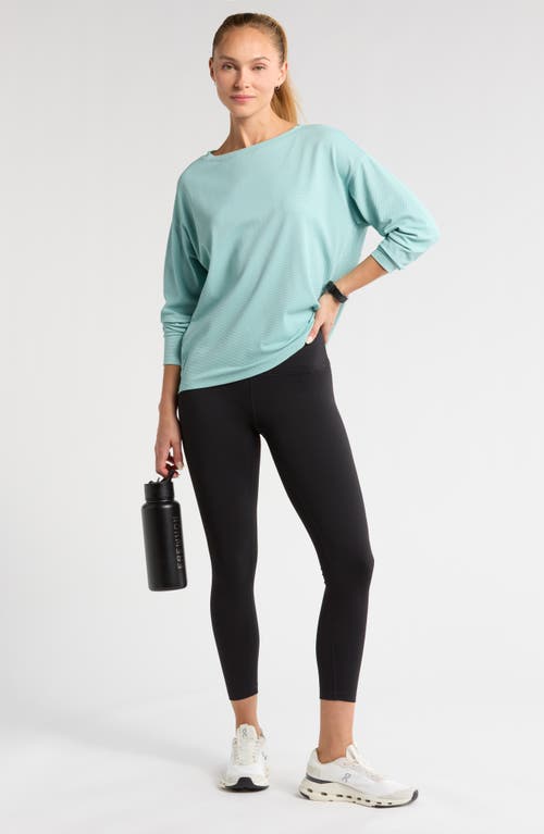 Zella Textured Equilibrium Long Sleeve T-shirt In Teal Aquifer