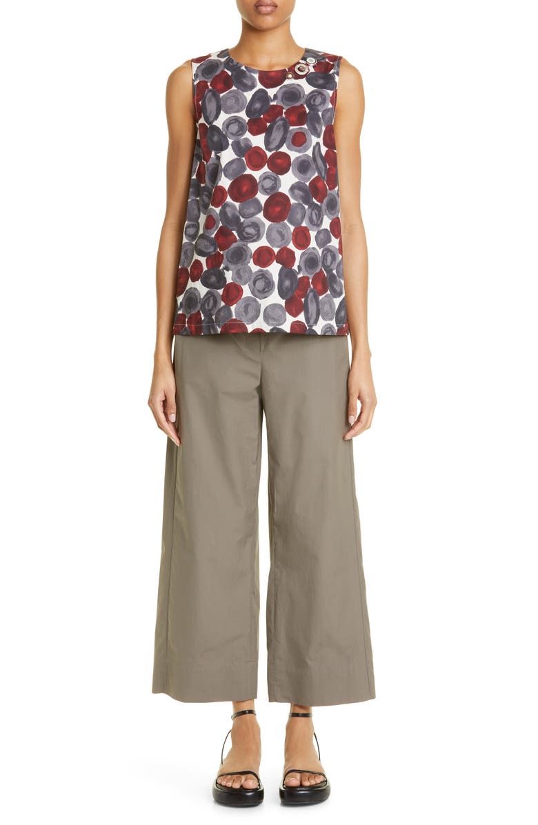 Max Mara Argento Crop Drawstring Wide Leg Cotton Trousers, Alternate, color, 