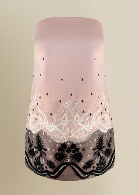 Embellished Sofia Loose-Fit Satin Mini Dress