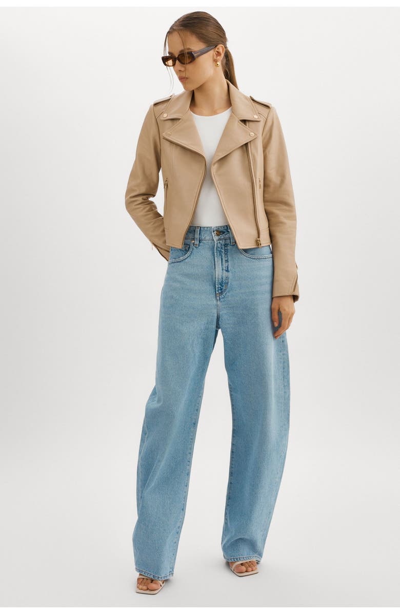 LAMARQUE DONNA GOLD | Iconic Leather Biker Jacket, Alternate, color, Wheat