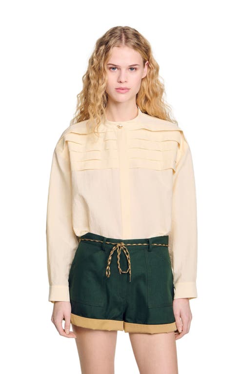 Sandro Frill Detail Blouse In Ecru