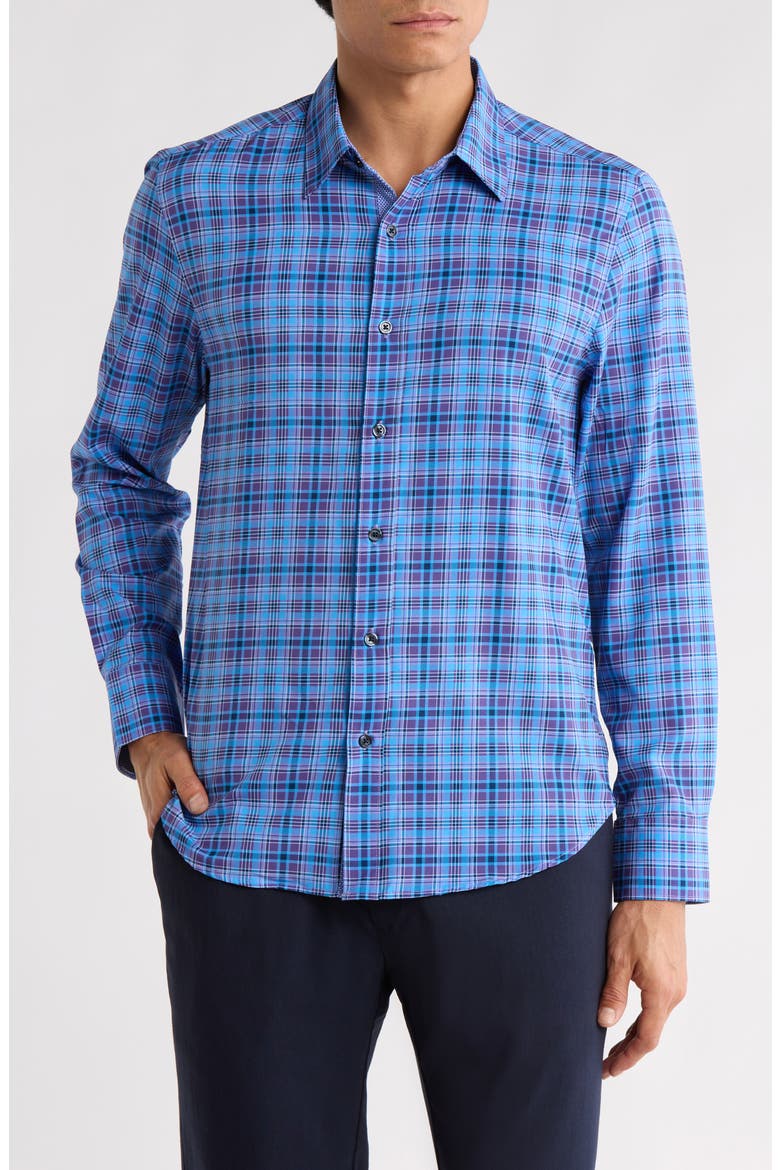 Slim Fit Plaid Button-Up Shirt, Main, color, BLUE PURPLE