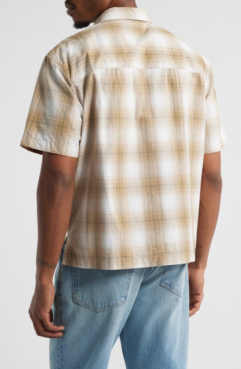 BP. Boxy Plaid Short Sleeve Button-Up Shirt, Alternate, color, Tan Cartouche Ombre Plaid