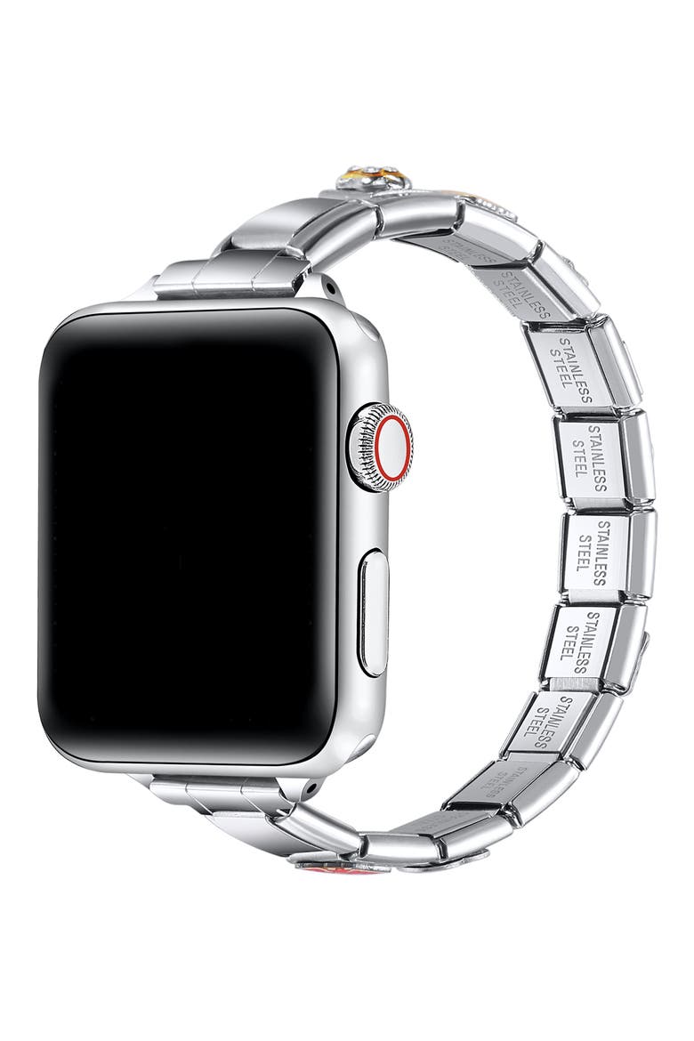 Nostalgic DIY Charm Stainless Steel Apple Watch® Watchband, Alternate, color, SILVER