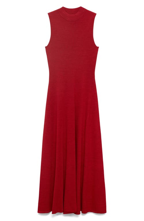 Mango Knit Flared Maxi Dress In Red